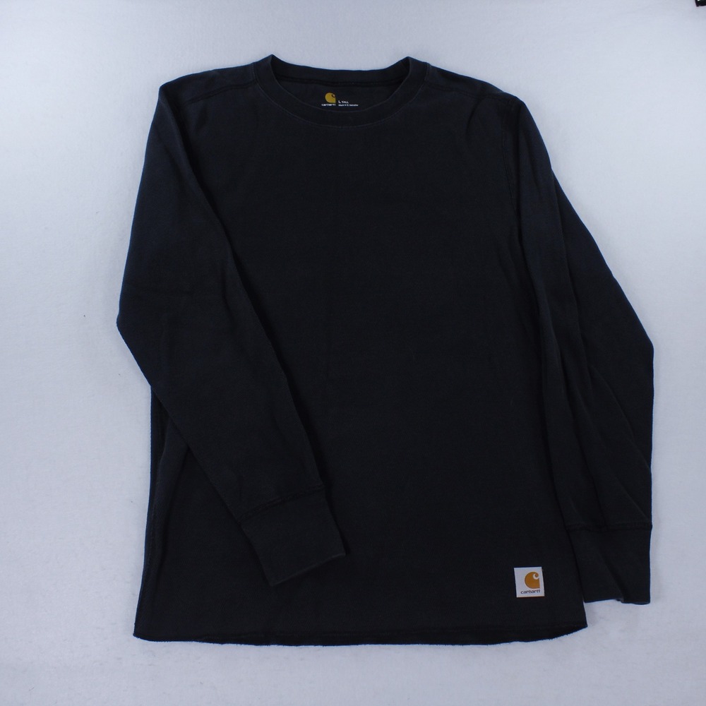 Carhartt Force Mens L Tall Black Waffle Knit Thermal Long Sleeve Shirt Crewneck